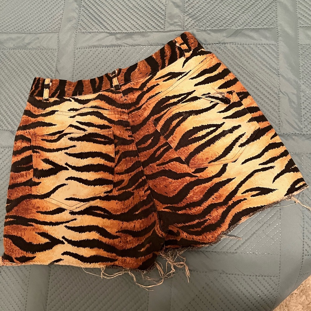 Vintage Tiger Print Denim Shorts